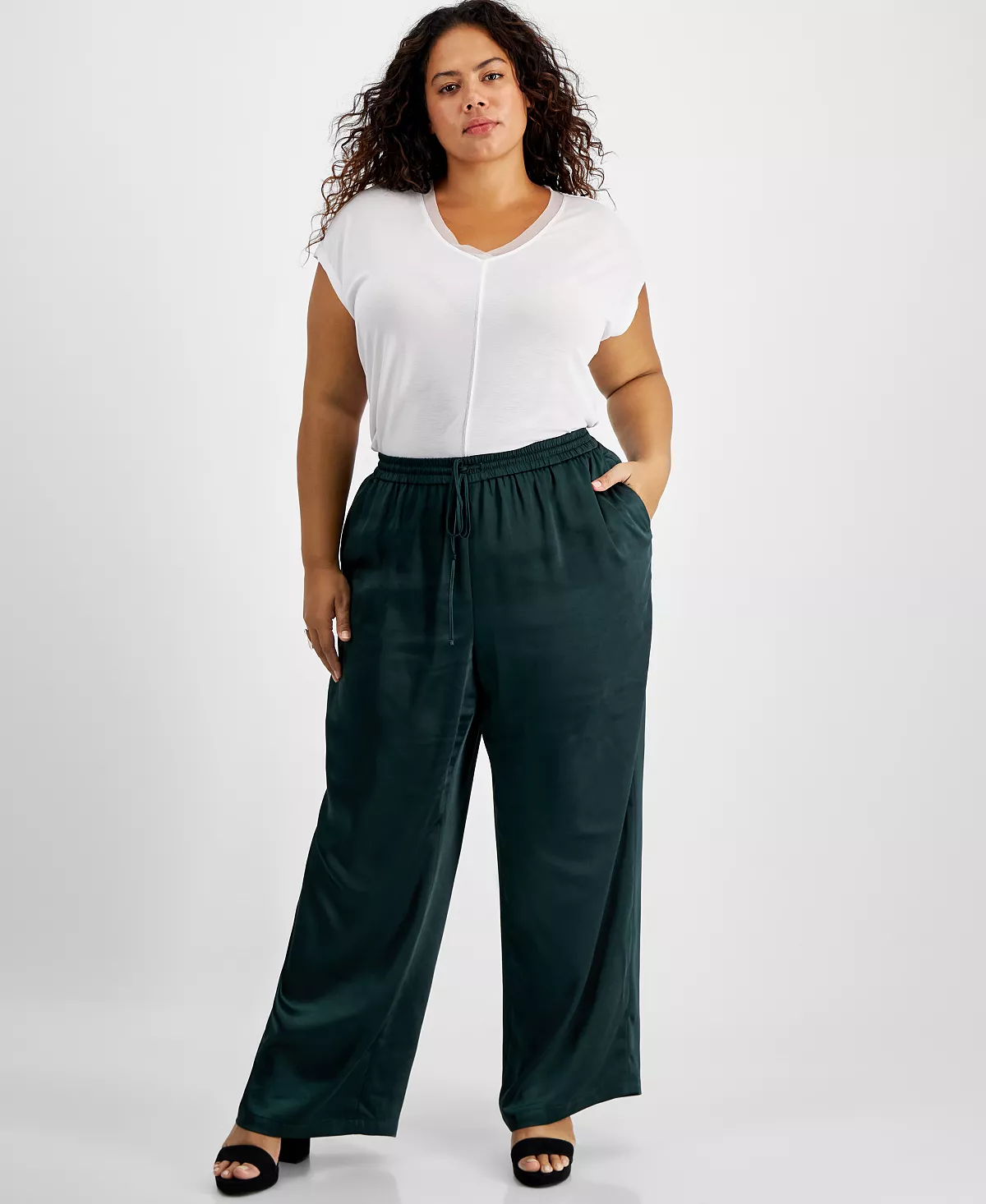 Bar III Plus Size Washed Satin Pull-On Wide-Leg Pants, Created For Macy's 8 Bar III Plus Size Washed Satin Pull-On Wide-Leg Pants, Created For Macy's - Image 6