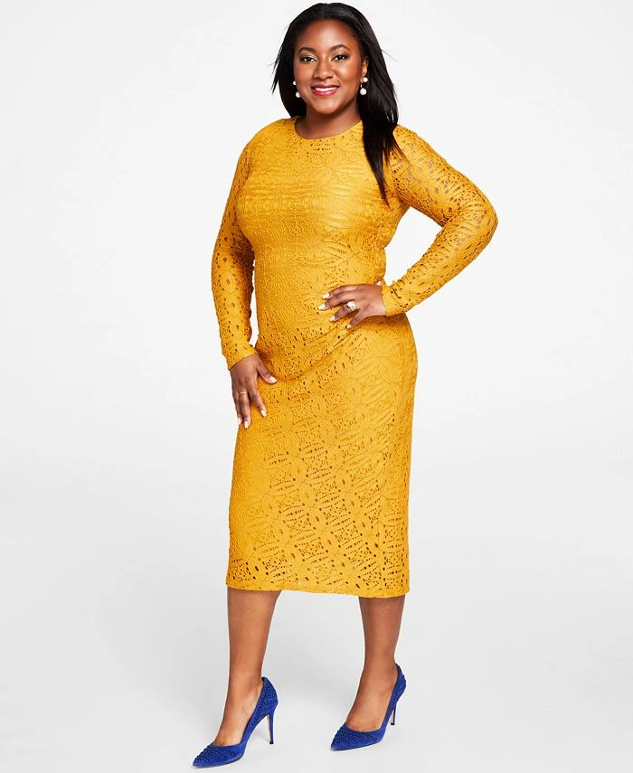 Kasper Lace Side-Pleated Bodycon Midi Dress 3 Kasper Lace Side-Pleated Bodycon Midi Dress