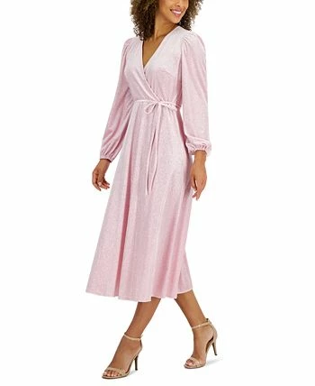 Kasper Glitter Velvet Faux-Wrap Midi Dress 5 Kasper Glitter Velvet Faux-Wrap Midi Dress - Image 3