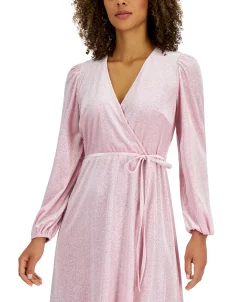 Kasper Glitter Velvet Faux-Wrap Midi Dress 10 Kasper Glitter Velvet Faux-Wrap Midi Dress -Clothing Shop 22344415 fpx