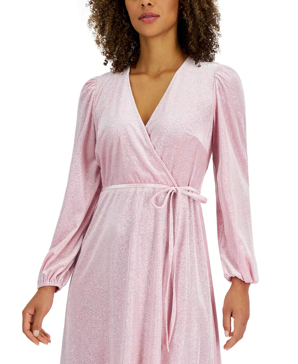 Kasper Glitter Velvet Faux-Wrap Midi Dress 6 Kasper Glitter Velvet Faux-Wrap Midi Dress - Image 4