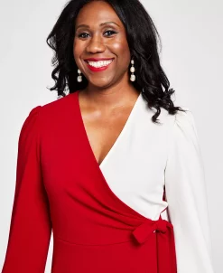 Kasper Colorblocked Surplice Side-Tie Dress -Clothing Shop 22344457 fpx