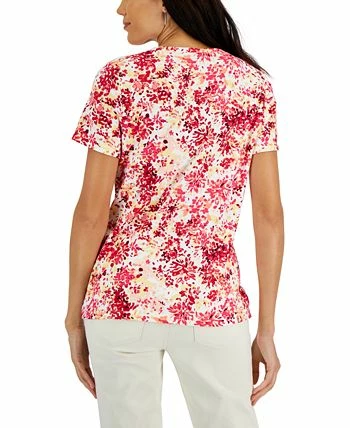 Karen Scott Women's Short-Sleeve Floral-Print Henley Top, Created For Macy's 4 Karen Scott Women's Short-Sleeve Floral-Print Henley Top, Created For Macy's - Image 2