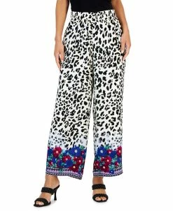 JM Collection Women's Leopard-Print Wide-Leg Pants, Created For Macy's