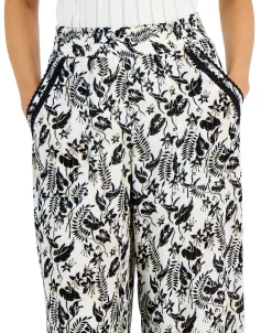 INC International Concepts Women's Printed Pull-On Wide-Leg Pants, Created For Macy's -Clothing Shop 22359992 fpx