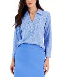 Charter Club Women's Foulard Pleated Polo Top, Created For Macy's -Clothing Shop 22361654 fpx