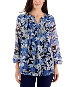 Charter Club Women's Garden Print Pintuck Top, Created For Macy's 11 Charter Club Women's Garden Print Pintuck Top, Created For Macy's -Clothing Shop 22362028 fpx