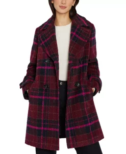 Sam Edelman Women's Double-Breasted Plaid Coat 12 Sam Edelman Women's Double-Breasted Plaid Coat -Clothing Shop 22370792 fpx