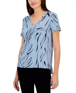 Alfani Women's Printed V-Neck T-Shirt, Created For Macy's