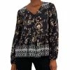 Style & Co Women's Printed V-Neck Peasant Top, Created For Macy's -Clothing Shop 22395504 fpx