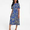 Kasper Printed Flutter-Sleeve Belted Dress 2 Kasper Printed Flutter-Sleeve Belted Dress -Clothing Shop 22406965 fpx