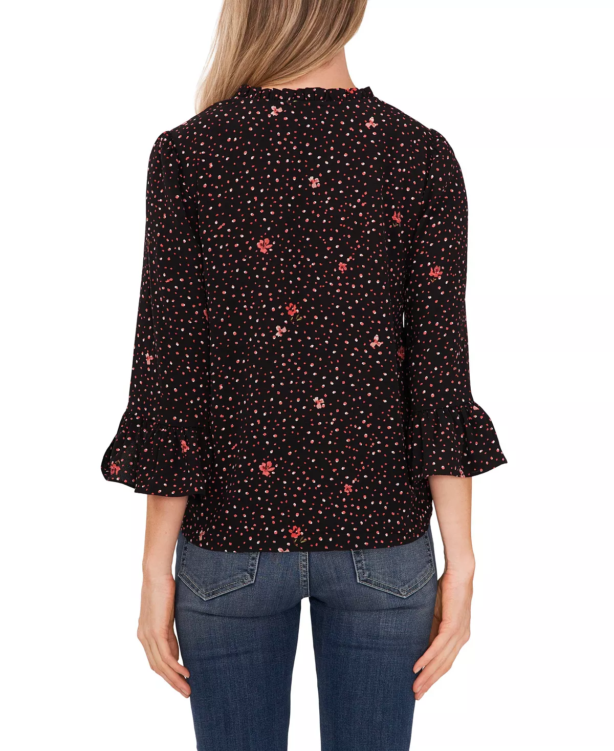 CeCe Women's Ditsy Ruffle Sleeve Blouse 4 CeCe Women's Ditsy Ruffle Sleeve Blouse - Image 2