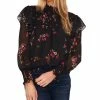 CeCe Women's Printed Smocked-Neck Top -Clothing Shop 22418041 fpx