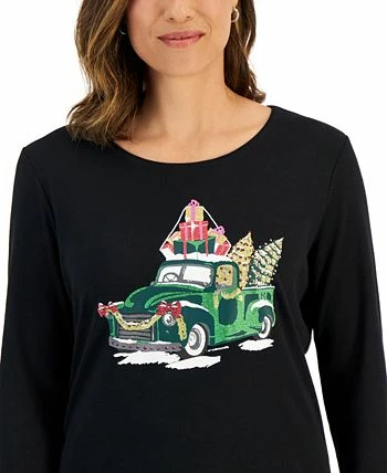 Karen Scott Women's Long-Sleeve Holiday Top, Created For Macy's 5 Karen Scott Women's Long-Sleeve Holiday Top, Created For Macy's - Image 3