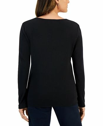 Karen Scott Women's Long-Sleeve Holiday Top, Created For Macy's 4 Karen Scott Women's Long-Sleeve Holiday Top, Created For Macy's - Image 2