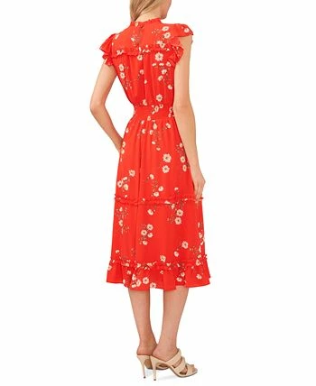 CeCe Women's Floral Print Smocked-Waist Midi Dress 4 CeCe Women's Floral Print Smocked-Waist Midi Dress - Image 2
