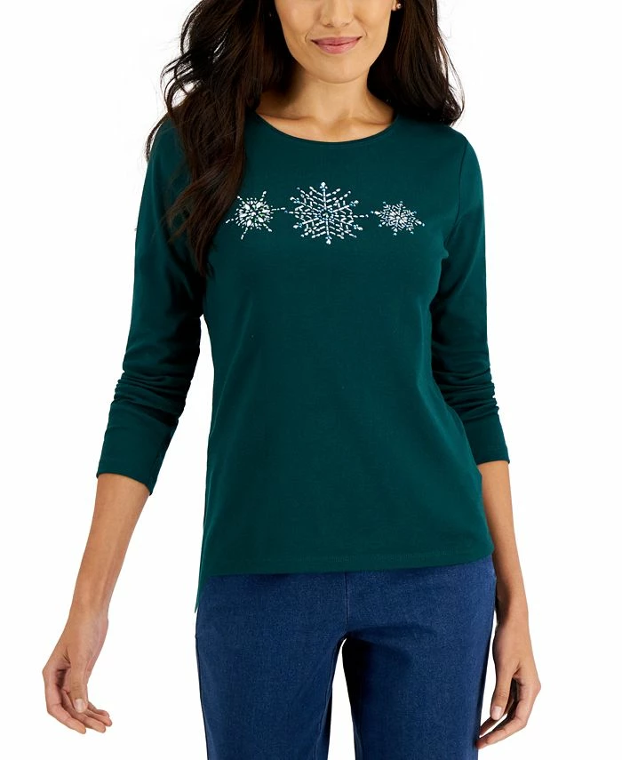Karen Scott Women's Long-Sleeve Holiday Top, Created For Macy's 6 Karen Scott Women's Long-Sleeve Holiday Top, Created For Macy's - Image 4