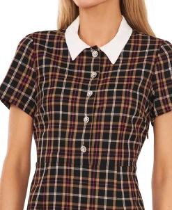 CeCe Women's Short Sleeve Rhinestone Button Dress 8 CeCe Women's Short Sleeve Rhinestone Button Dress -Clothing Shop 22477959 fpx