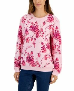 Karen Scott Women's Floral Fleece Sweatshirt, Created For Macy's