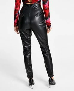 Bar III Women's Slit-Hem Faux-Leather Pull-On Pants, Created For Macy's 8 Bar III Women's Slit-Hem Faux-Leather Pull-On Pants, Created For Macy's -Clothing Shop 22556174 fpx