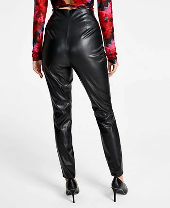 Bar III Women's Slit-Hem Faux-Leather Pull-On Pants, Created For Macy's 4 Bar III Women's Slit-Hem Faux-Leather Pull-On Pants, Created For Macy's - Image 2