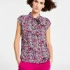 Bar III Women's Ditsy Floral Print Tie-Neck Top, Created For Macy's 1 Bar III Women's Ditsy Floral Print Tie-Neck Top, Created For Macy's -Clothing Shop 22562812 fpx