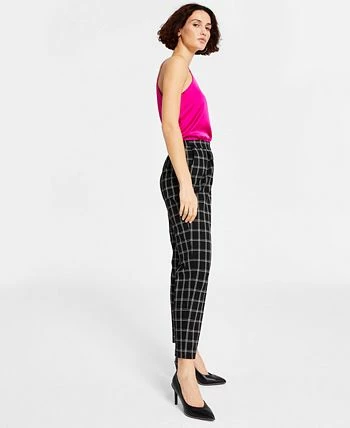 Bar III Women's Windowpane-Plaid Mid-Rise Pull-On Pants, Created For Macy's 5 Bar III Women's Windowpane-Plaid Mid-Rise Pull-On Pants, Created For Macy's - Image 3