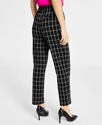 Bar III Women's Windowpane-Plaid Mid-Rise Pull-On Pants, Created For Macy's 4 Bar III Women's Windowpane-Plaid Mid-Rise Pull-On Pants, Created For Macy's - Image 2