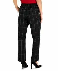 Kasper Women's Plaid Pull-On Straight-Leg Pants -Clothing Shop 22564231 fpx