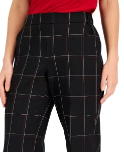 Kasper Women's Plaid Pull-On Straight-Leg Pants -Clothing Shop 22564238 fpx