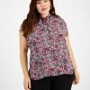 Bar III Plus Size Ditsy Floral-Print Tie-Neck Top, Created For Macy's 2 Bar III Plus Size Ditsy Floral-Print Tie-Neck Top, Created For Macy's -Clothing Shop 22564314 fpx