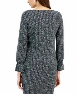 Kasper Women's Printed Boat-Neck Bell-Sleeve Top -Clothing Shop 22564324 fpx