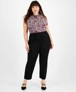 Bar III Plus Size Compression Straight-Leg Ankle Pants, Created For Macy's