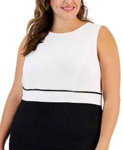 Kasper Plus Size Sleeveless Colorblock Sheath Dress -Clothing Shop 22567774 fpx