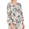 JM Collection Women's Etched Batik Printed Flared-Sleeve Top, Created For Macy's -Clothing Shop 22576780 fpx