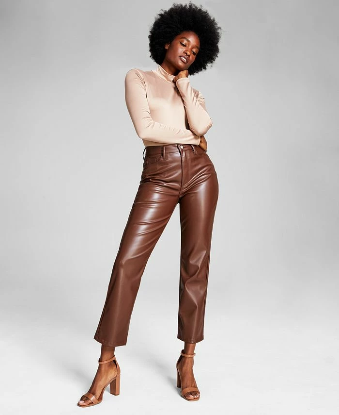 And Now This Women's High-Rise Faux-Leather Straight Pants 3 And Now This Women's High-Rise Faux-Leather Straight Pants