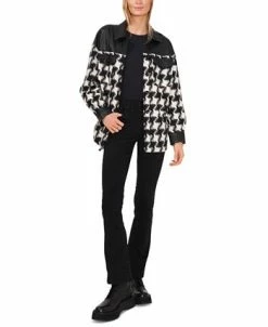 Vince Camuto Women's Printed Faux-Leather Trim Shirt Jacket -Clothing Shop 22599699 fpx