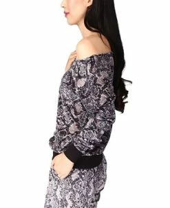 Michael Kors Women's Snake-Print Off-The-Shoulder Top -Clothing Shop 22607657 fpx