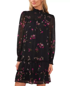 CeCe Women's Printed Long Sleeve Smocked Dress -Clothing Shop 22632216 fpx