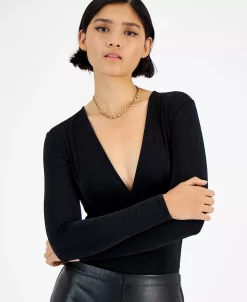 Bar III Women's Deep V-Neck Thong-Back Bodysuit, Created For Macy's -Clothing Shop 22663309 fpx
