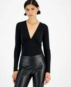 Bar III Women's Deep V-Neck Thong-Back Bodysuit, Created For Macy's -Clothing Shop 22663310 fpx