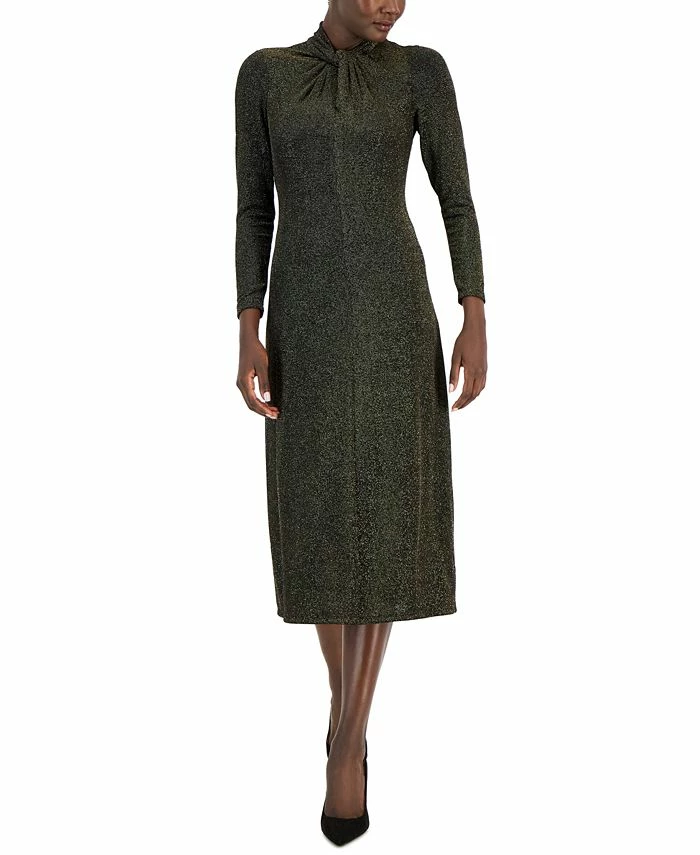 Anne Klein Women's Lurex-Knit Twist-Neck Midi Dress 3 Anne Klein Women's Lurex-Knit Twist-Neck Midi Dress