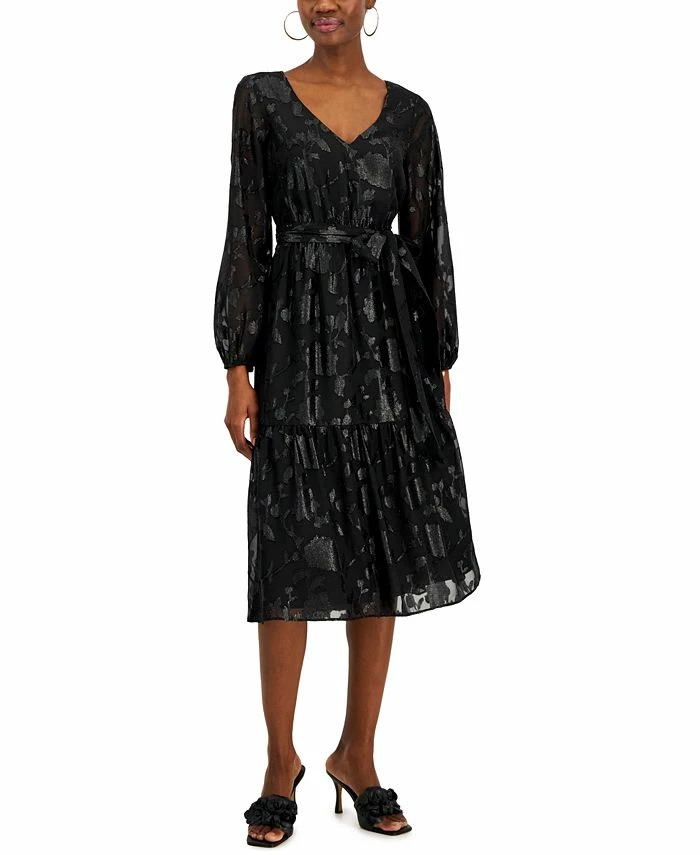 INC International Concepts Women's Printed Jacquard Blouson-Sleeve Dress, Created For Macy's 3 INC International Concepts Women's Printed Jacquard Blouson-Sleeve Dress, Created For Macy's