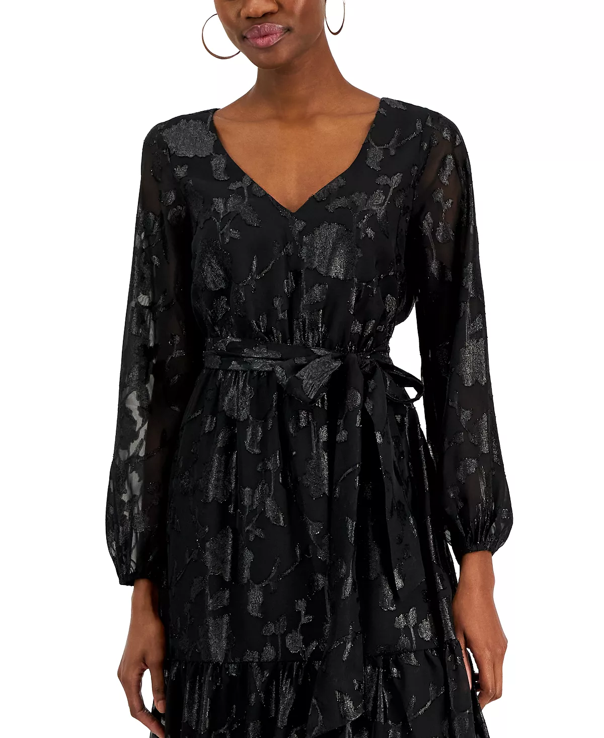 INC International Concepts Women's Printed Jacquard Blouson-Sleeve Dress, Created For Macy's 6 INC International Concepts Women's Printed Jacquard Blouson-Sleeve Dress, Created For Macy's - Image 4
