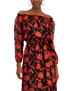 INC International Concepts Women's Floral-Print Off-The-Shoulder Maxi Dress, Created For Macy's -Clothing Shop 22676494 fpx