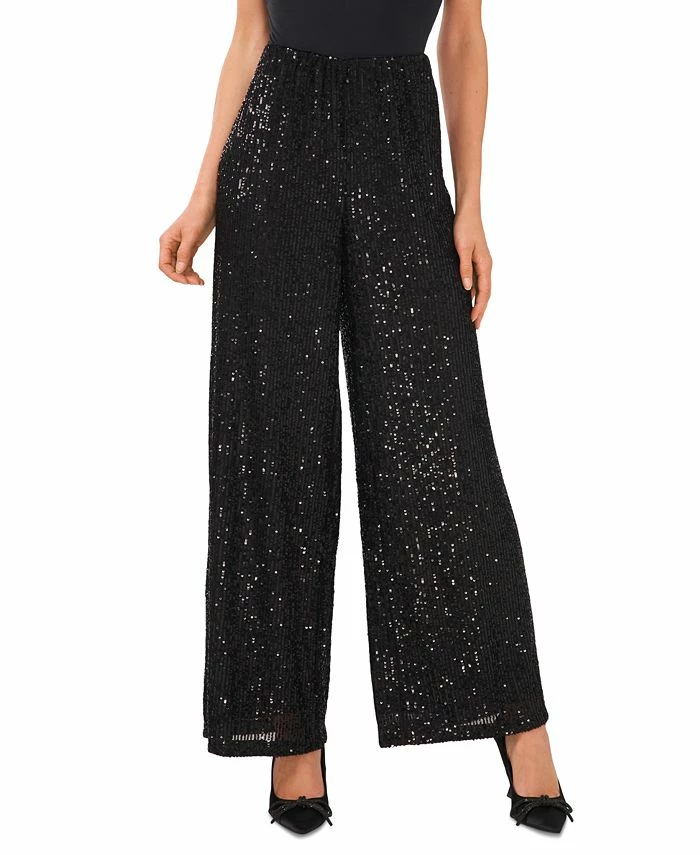 CeCe Women's Pull-On Elastic-Waist Wide-Leg Sequin Pants 3 CeCe Women's Pull-On Elastic-Waist Wide-Leg Sequin Pants