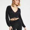 Bar III Women's Sparkling Caviar Long-Sleeve Crop Top, Created For Macy's 2 Bar III Women's Sparkling Caviar Long-Sleeve Crop Top, Created For Macy's -Clothing Shop 22683841 fpx