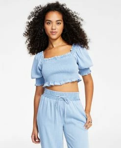 Bar III Women's Smocked Crop Top, Created For Macy's -Clothing Shop 22684346 fpx