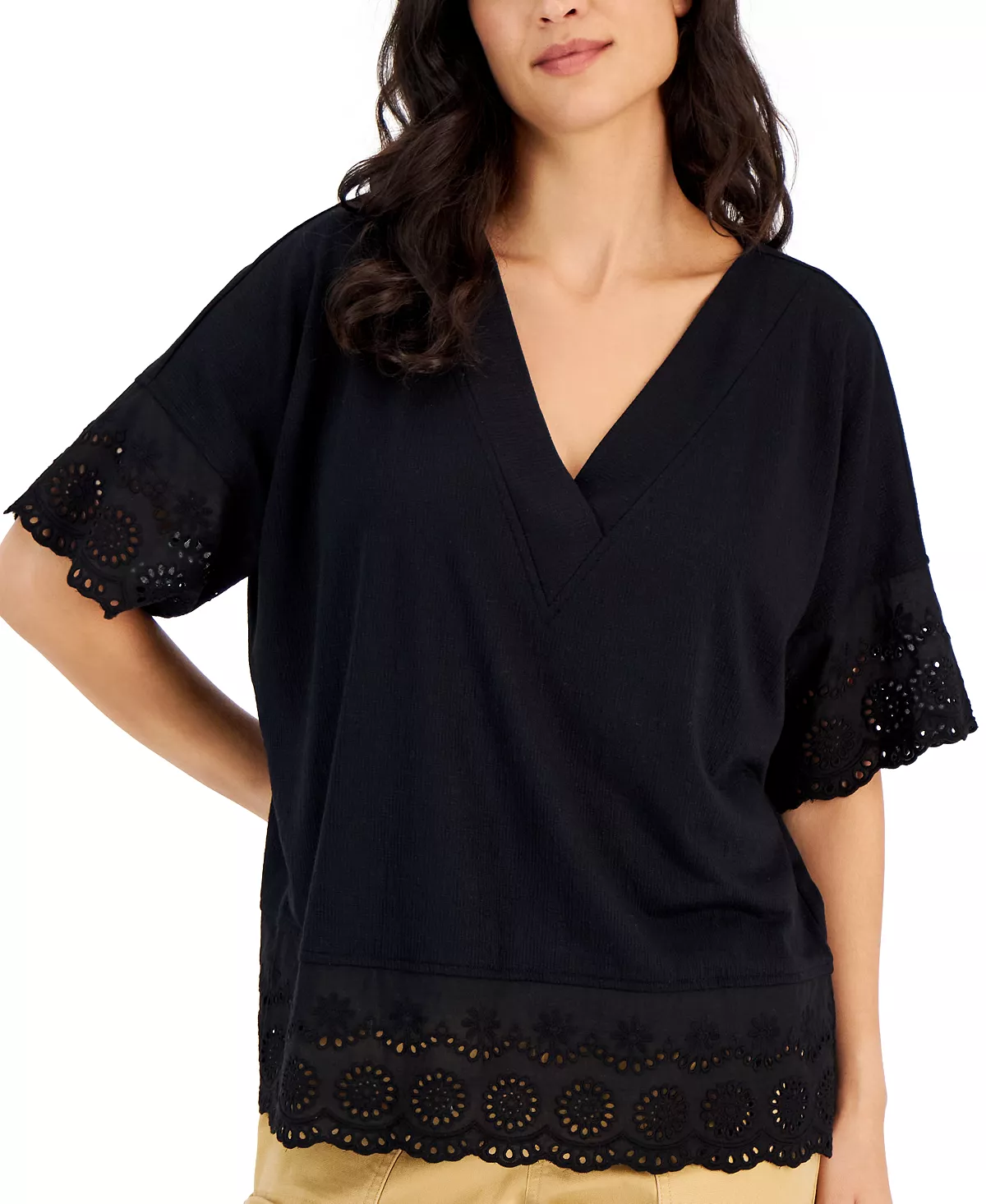 Style & Co Women's Lace-Trimmed Tunic, Created For Macy's 5 Style & Co Women's Lace-Trimmed Tunic, Created For Macy's - Image 3