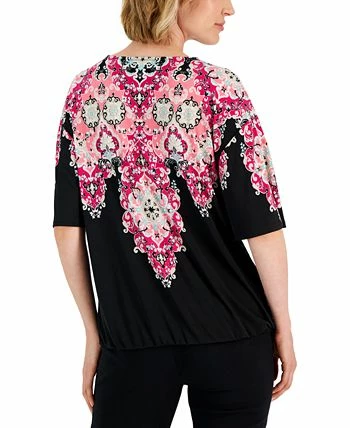 JM Collection Women's Trinity Geo-Print Ring-Hardware Top, Created For Macy's 4 JM Collection Women's Trinity Geo-Print Ring-Hardware Top, Created For Macy's - Image 2